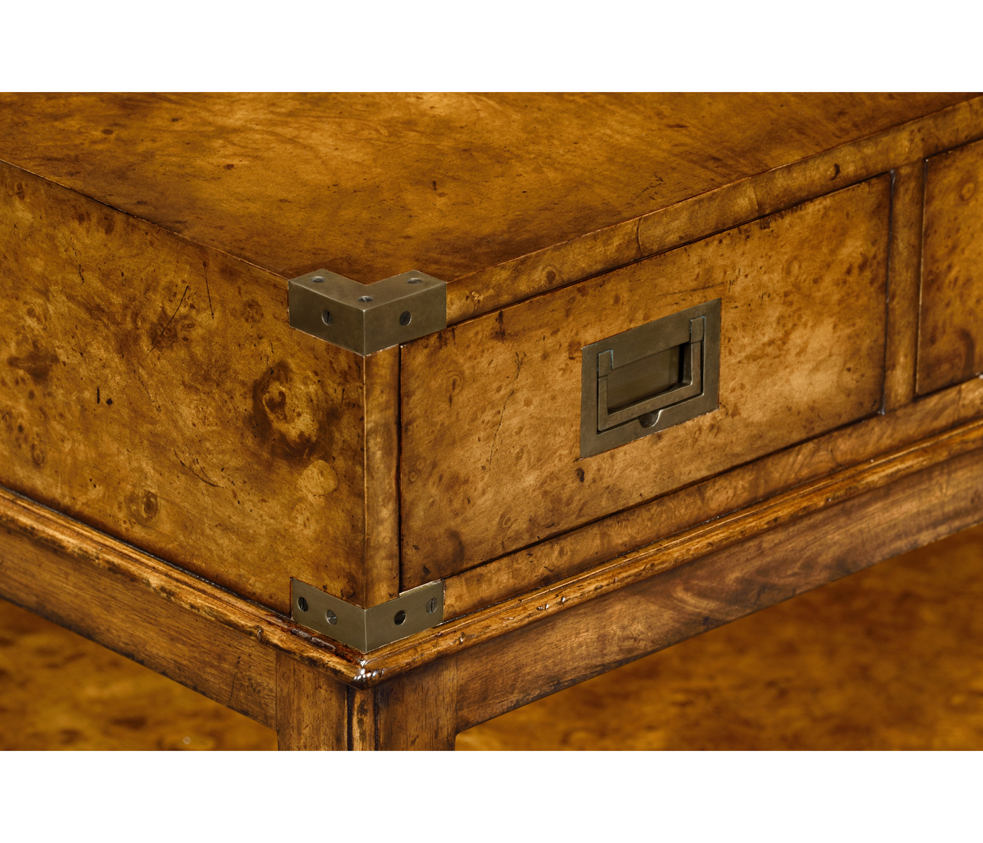 Rectangular campaign walnut coffee table