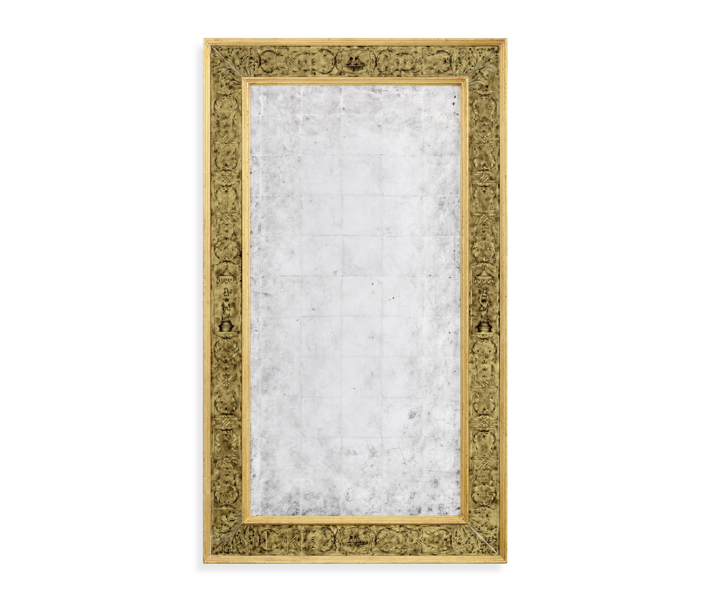 Rectangular Églomisé Mirror with Gilt Renaissance Decoration (Gold)