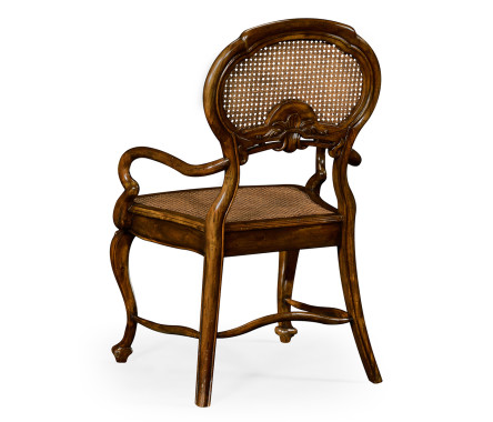 French Style Salon Arm Chair with Caned Back