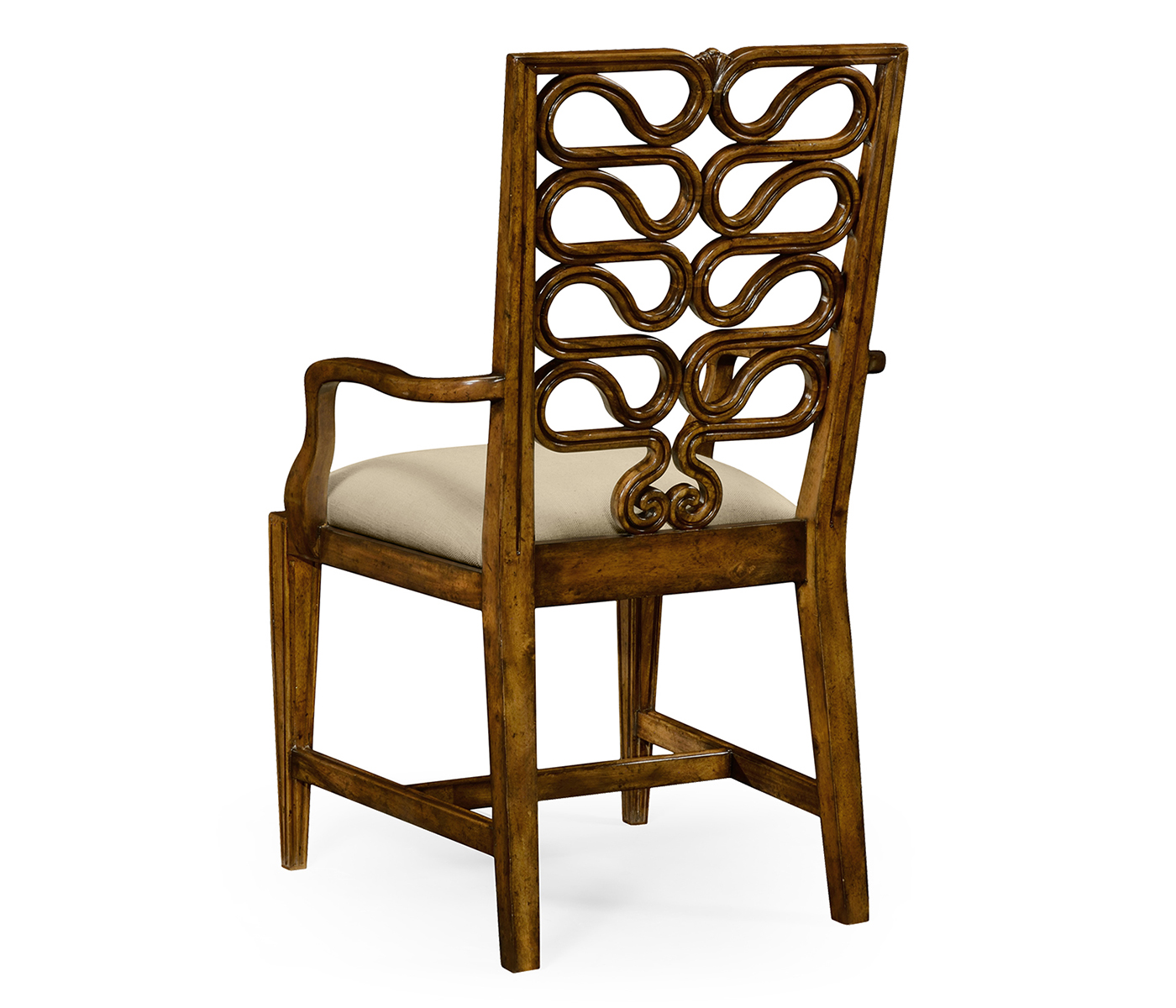 Walnut Serpentine Open Back Dining Arm Chair