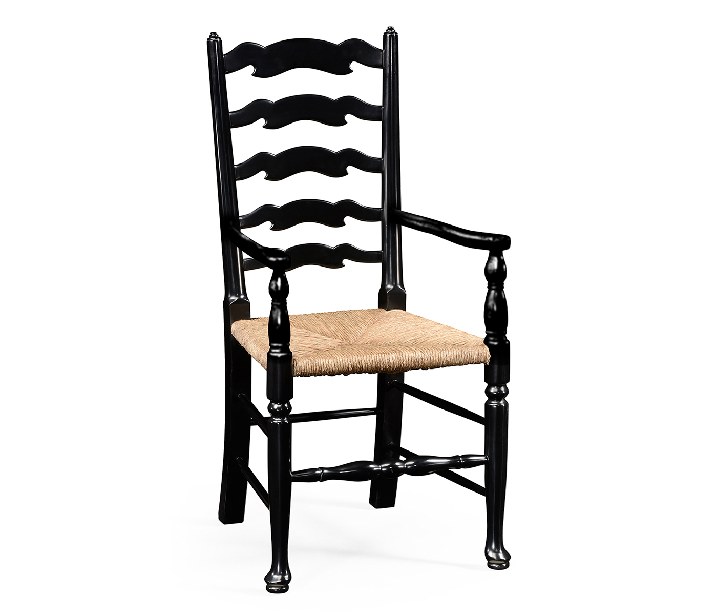 Traditional Ladderback Black Painted Dining Arm Chair