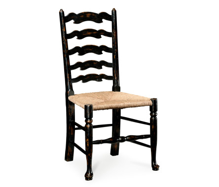 Traditional Ladderback Honey Black Dining Side Chair