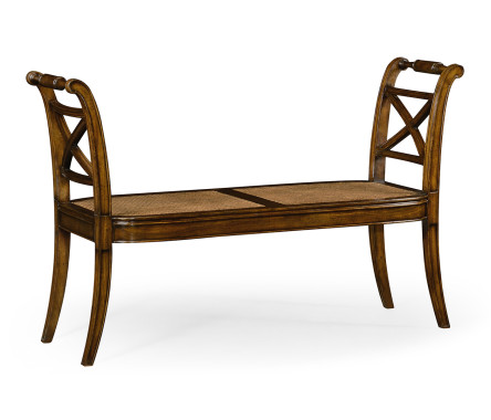 Regency Walnut Bench with High Cross Arms