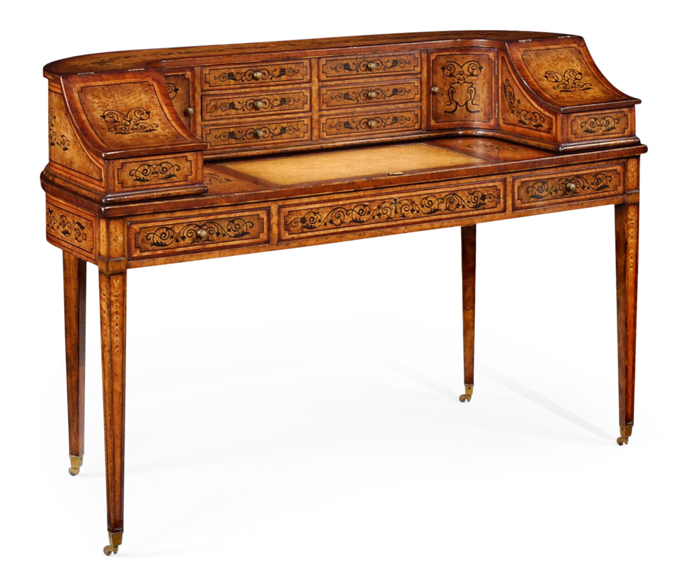 Satinwood Carlton House desk faux ebony marquetry