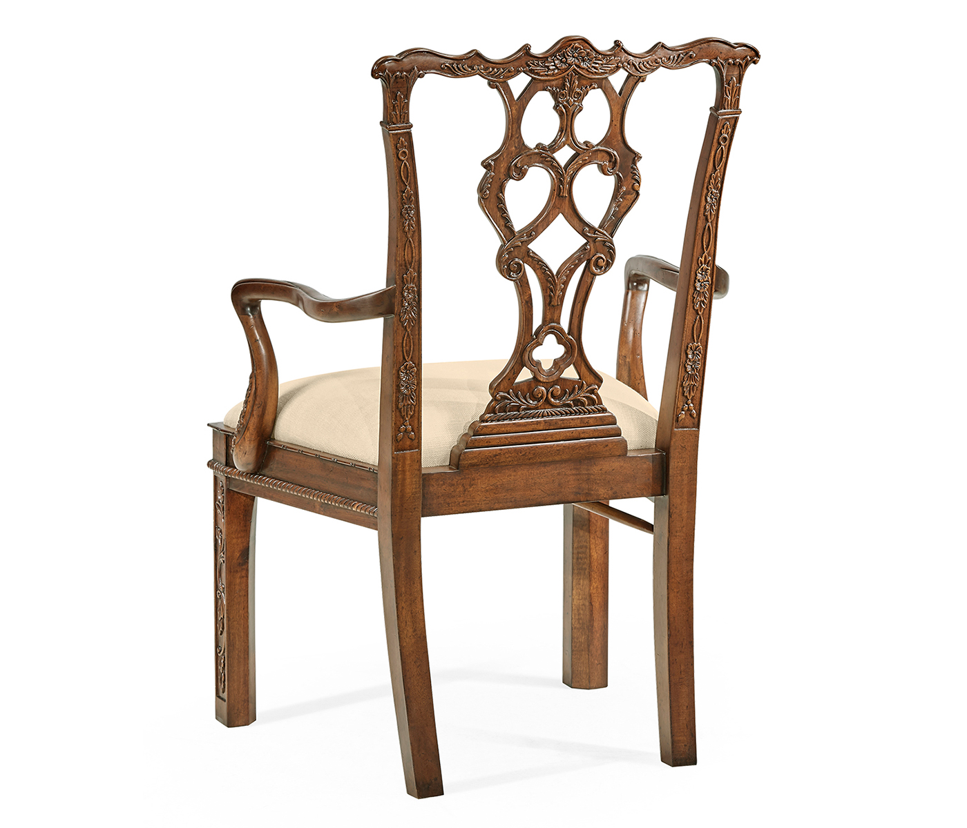 Chippendale Rococo Quatrefoil Arm Chair