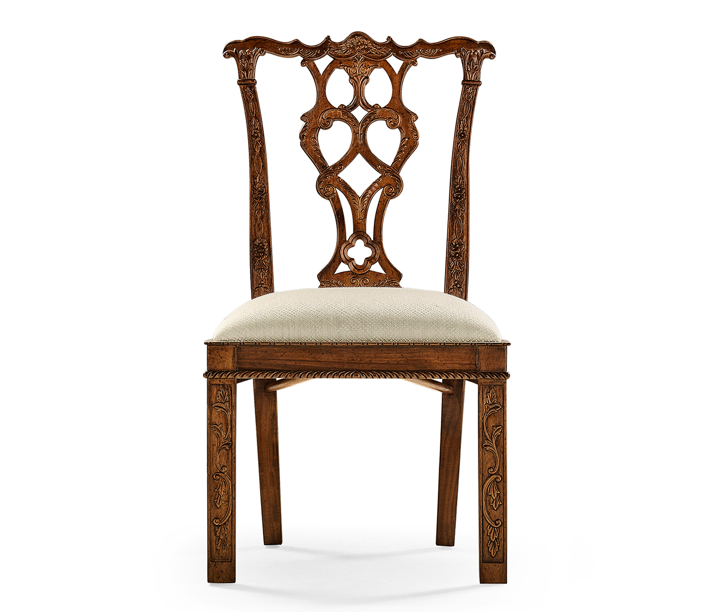 Chippendale Rococo Quatrefoil Side Chair