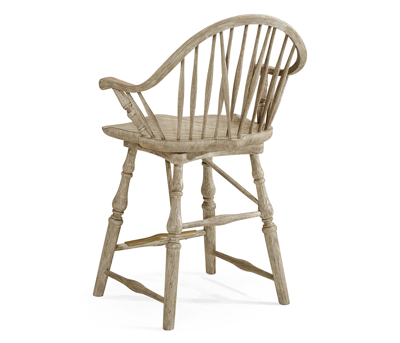 Windsor Style Grey Oak Arm Chair Counter Stool