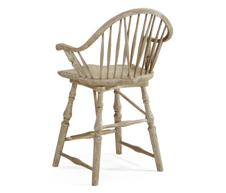Windsor Style Grey Oak Arm Chair Counter Stool