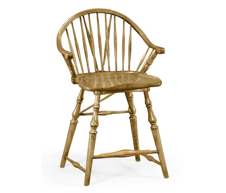 Windsor Style Natural Oak Arm Chair Counter Stool