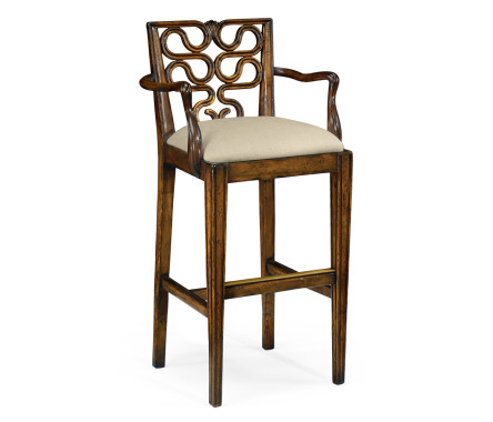 Serpentine Back Bar Stool Arm Chair