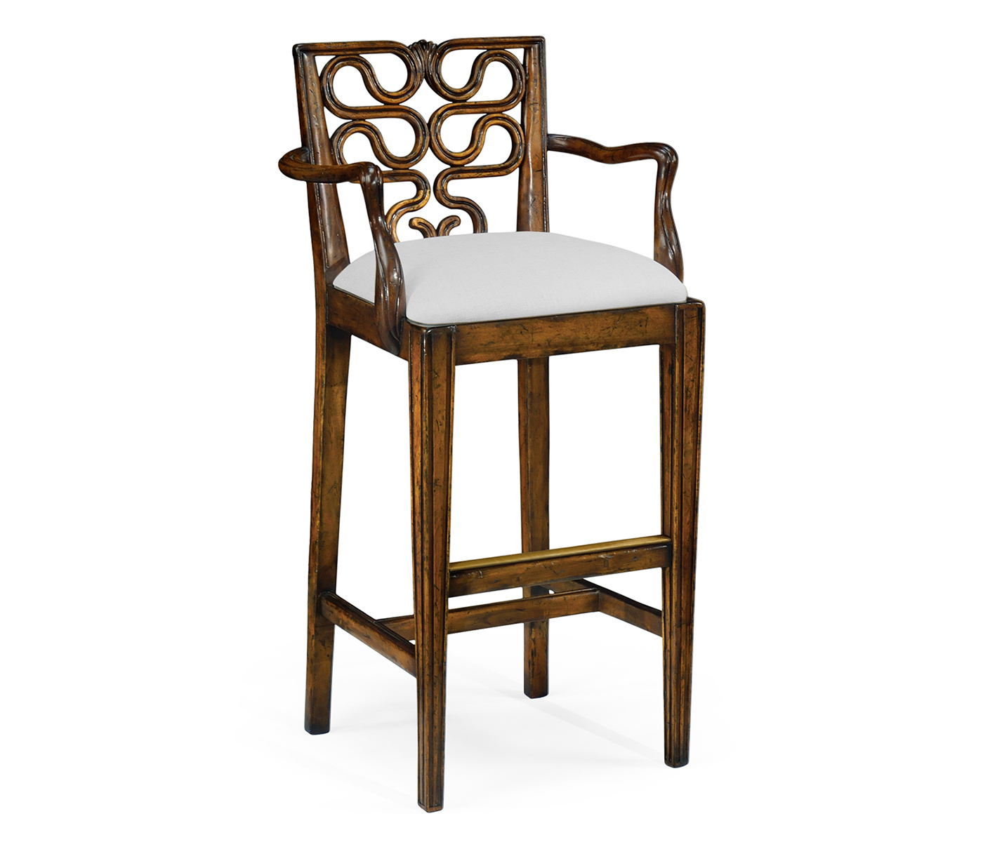 Serpentine Back Bar Stool Arm Chair
