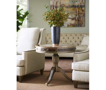 Mahogany Drum Table (Red Leather)