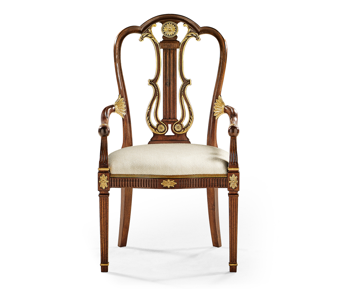 Buckingham Gilded Lyre Back Arm Chair