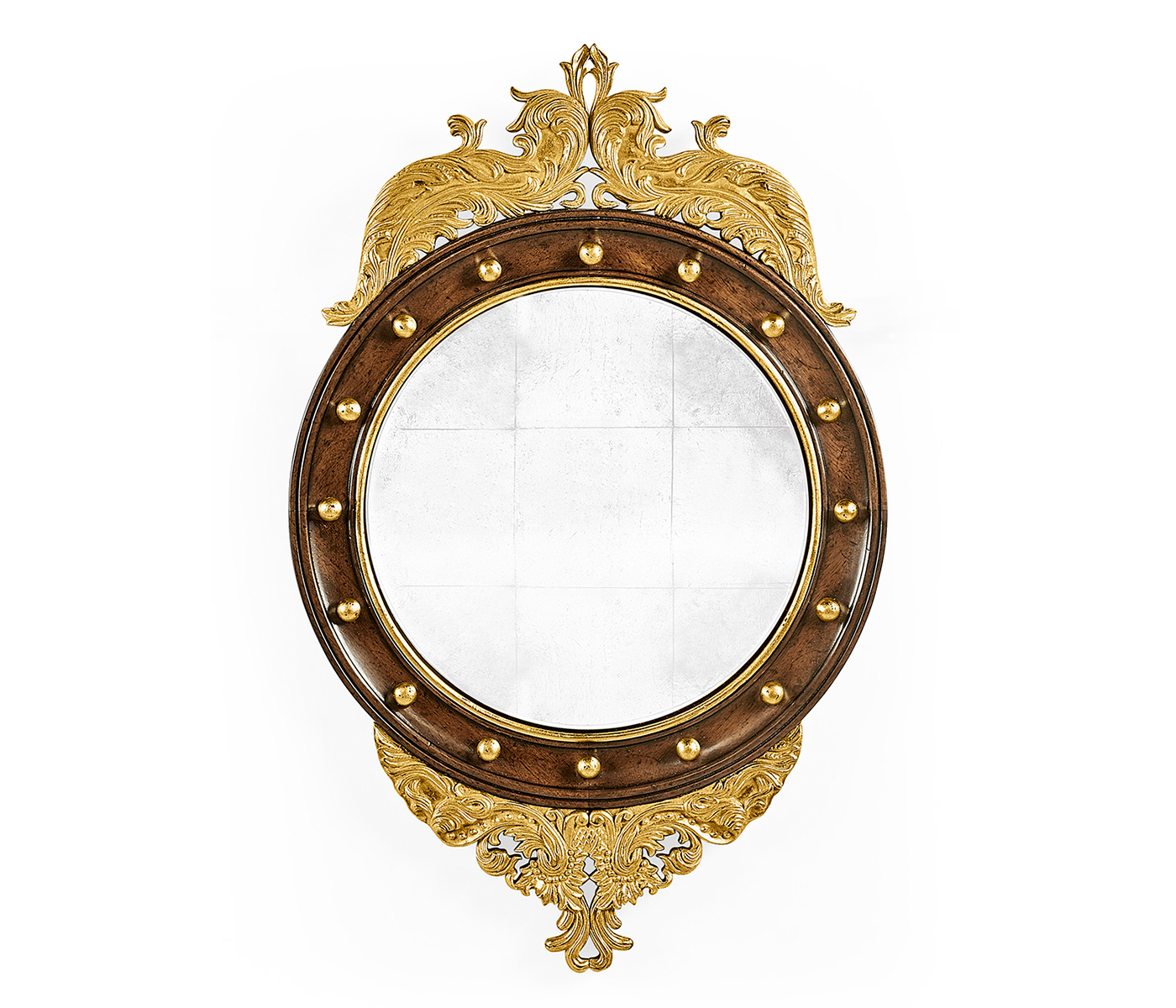 Regency walnut & gilt round convex églomisé mirror (Small)