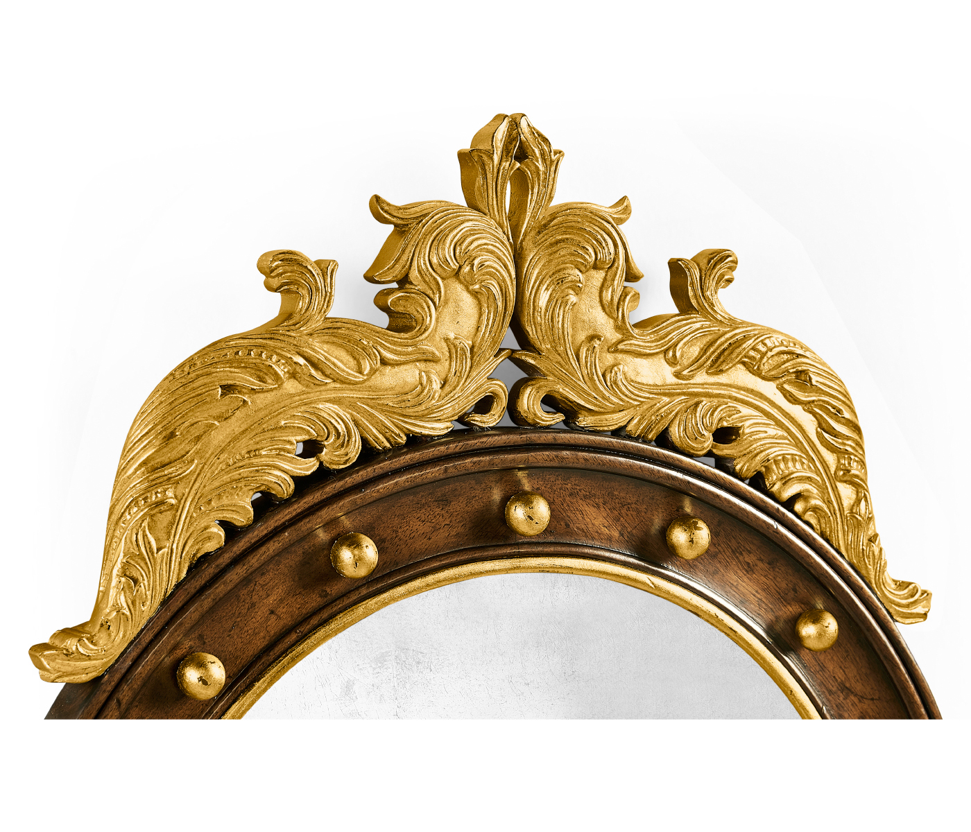 Regency walnut & gilt round convex églomisé mirror (Small)