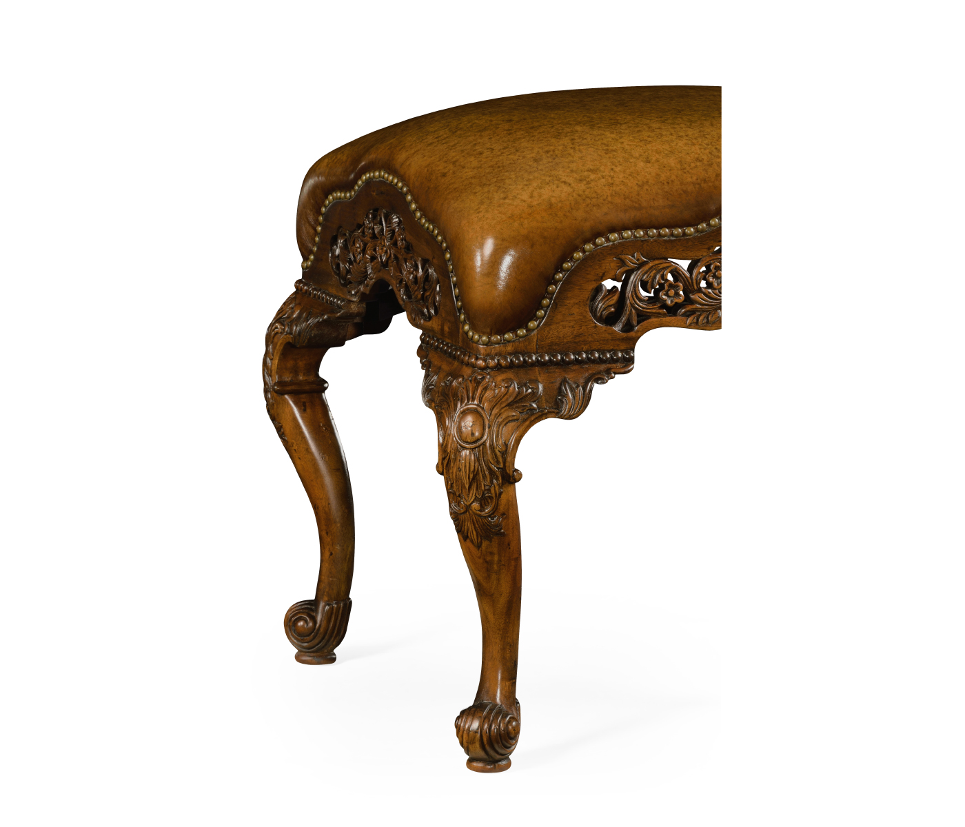 Carved & Pierced Walnut Footstool
