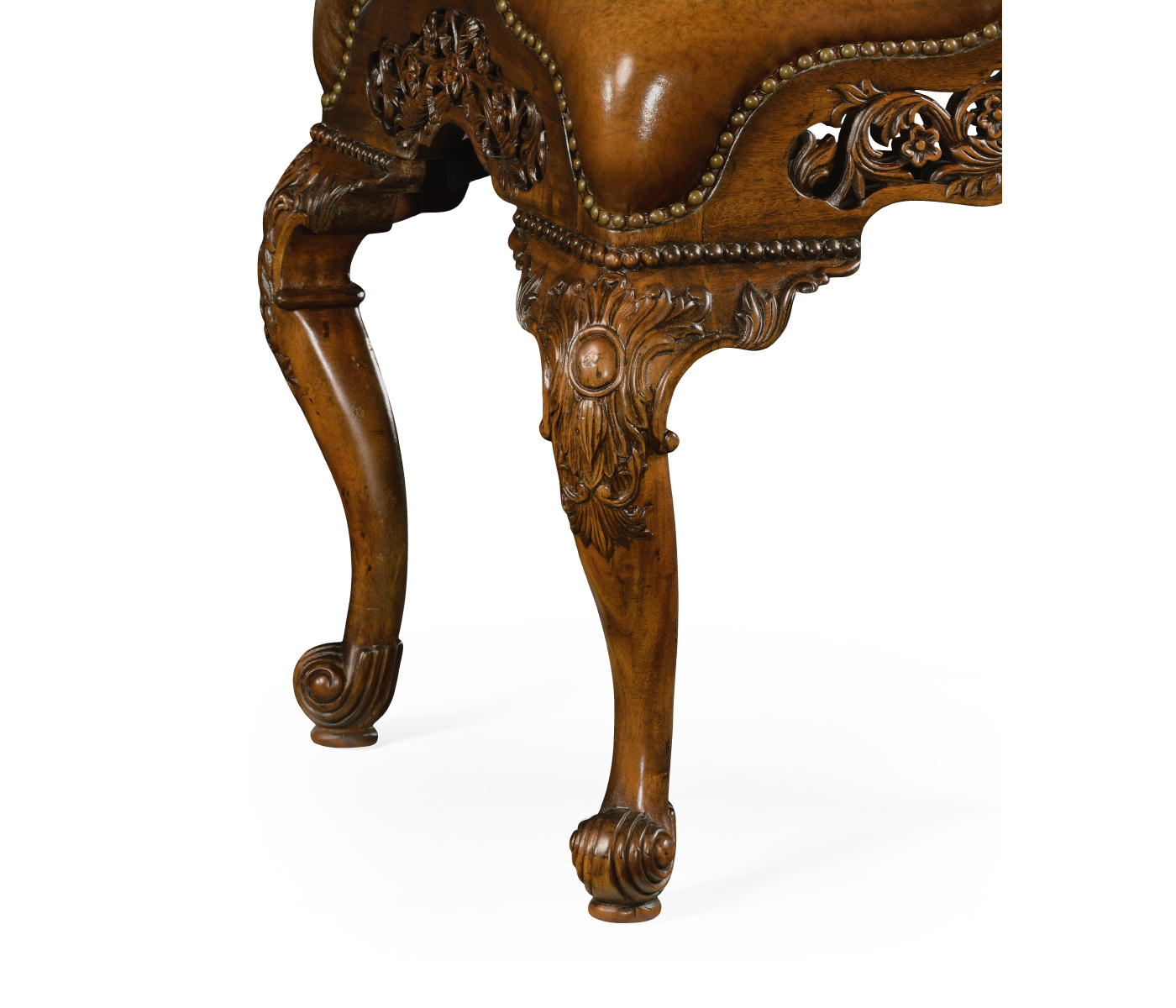 Carved & Pierced Walnut Footstool
