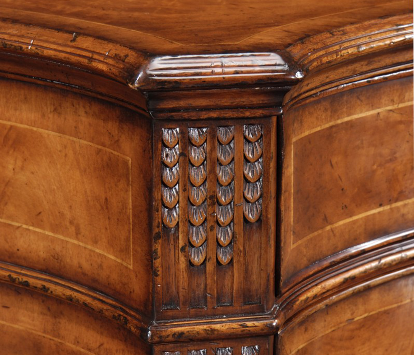 Crotch walnut chest of eight drawers