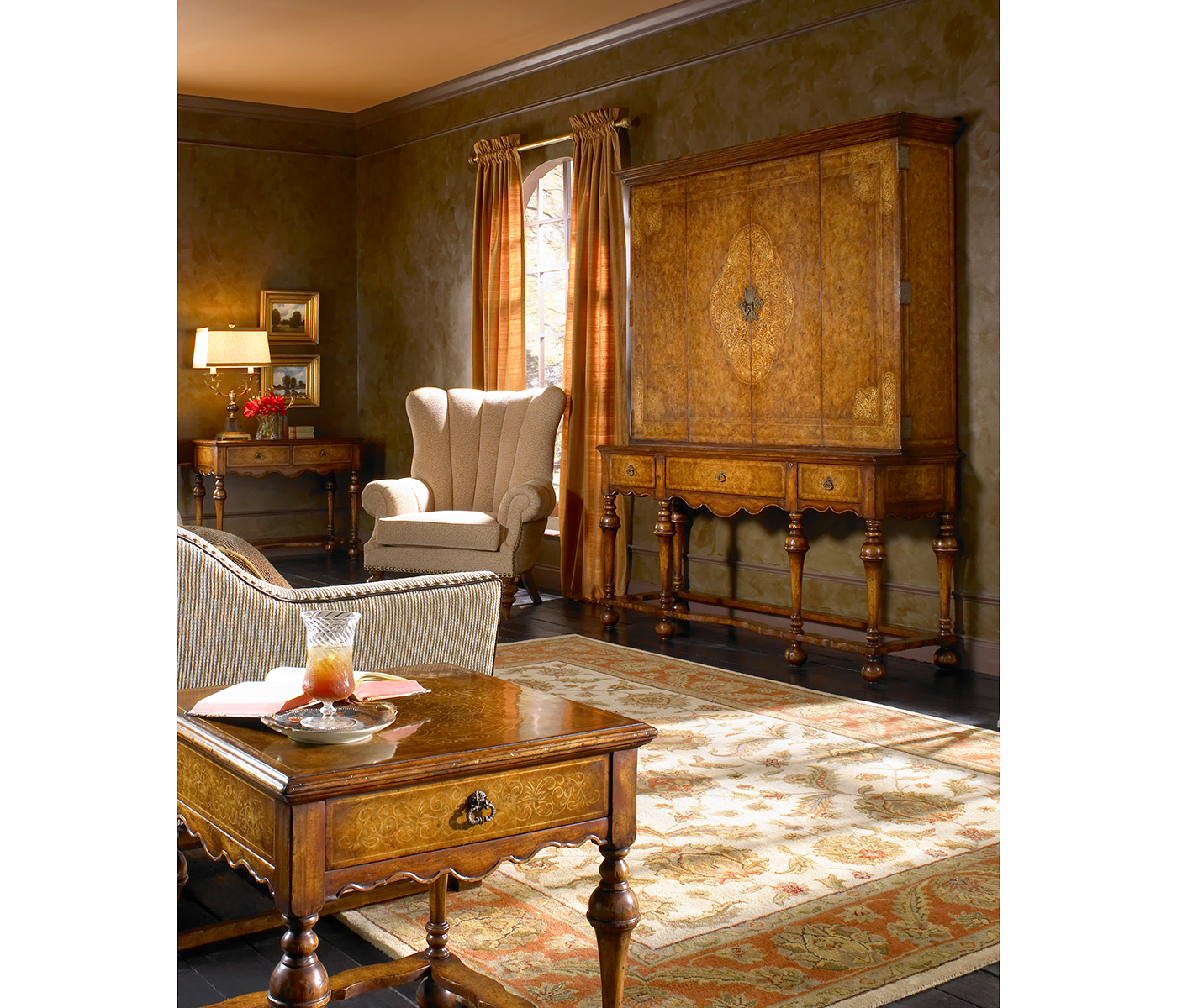 Burl Walnut & Seaweed TV Cabinet