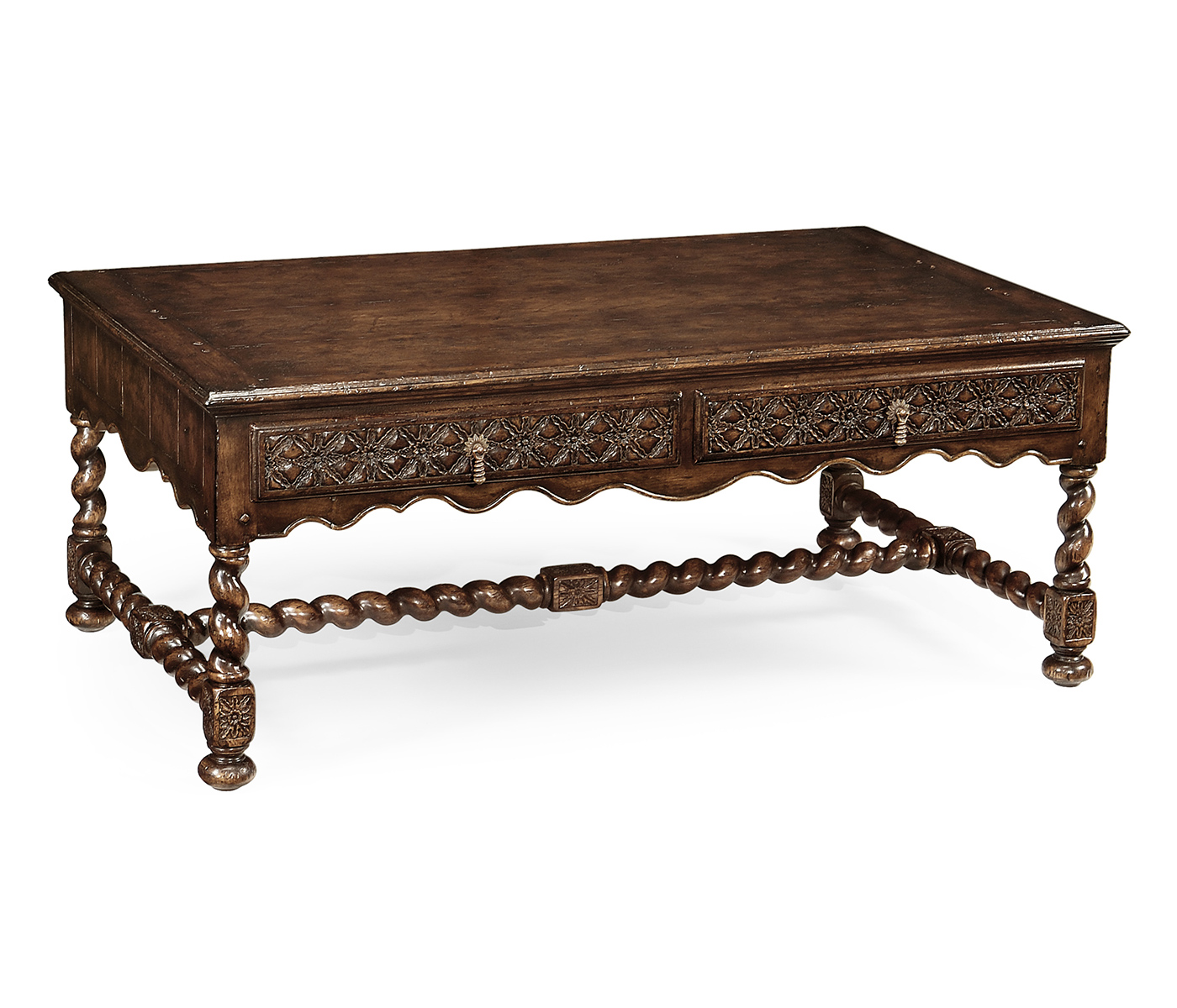 Tudor Dark Oak Rectangular Distressed Coffee Table