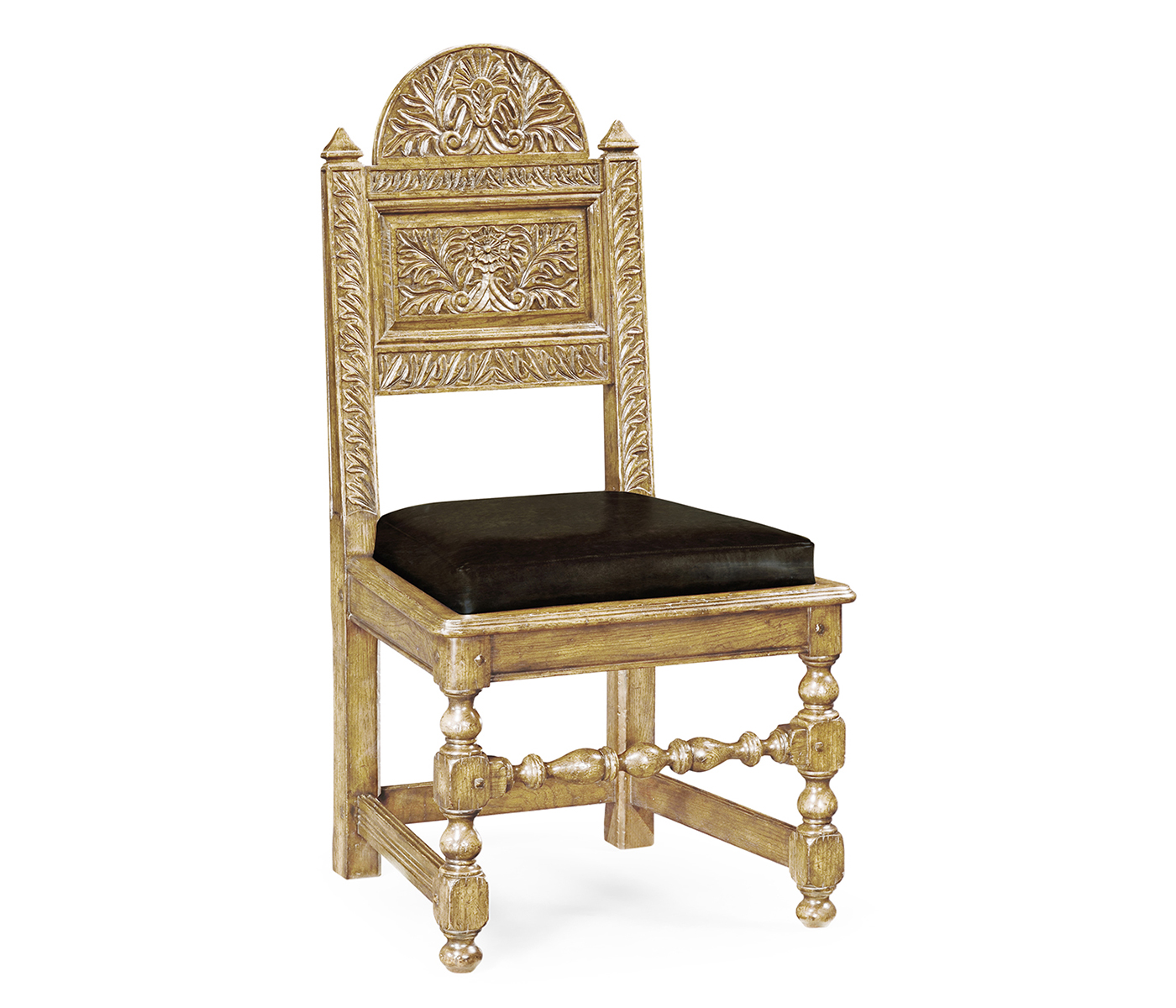 Yorkshire Natural Oak Side Chair With Antique Chestnut Leather