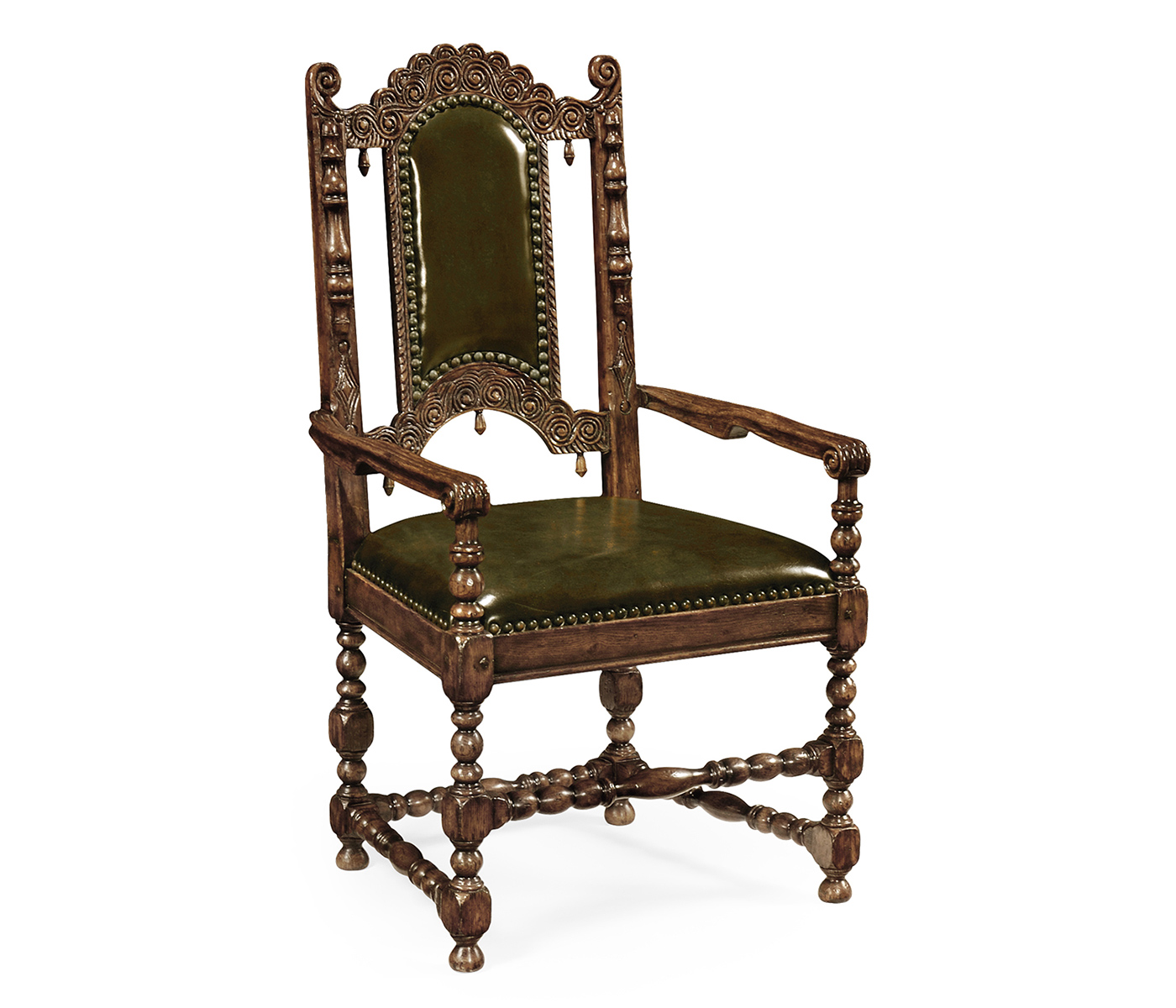 Elizabethan Style Dark Oak Arm Chair