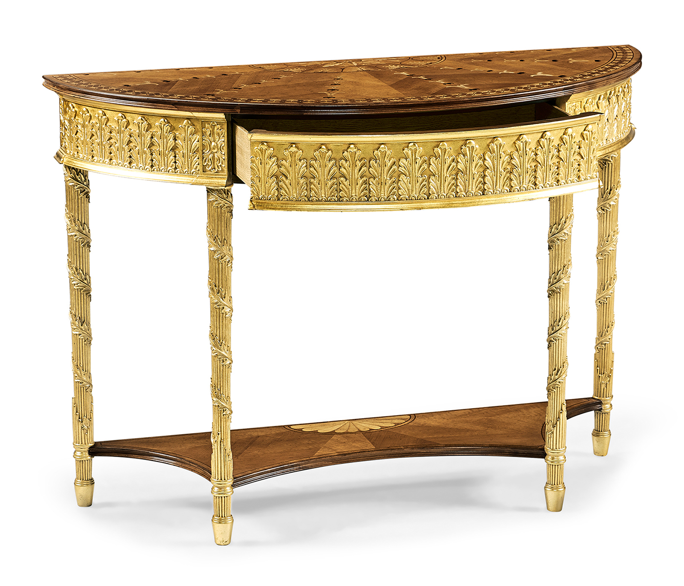 Small Gilded Console with Shelf