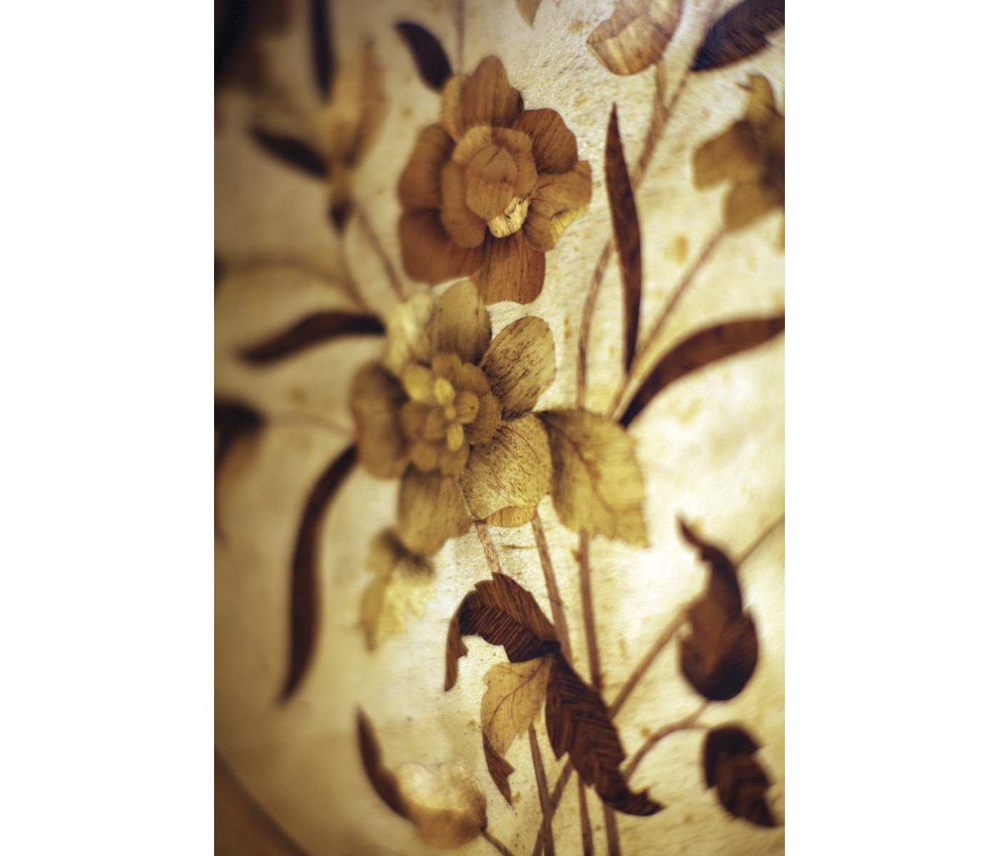 Floral marquetry wall hanging panels (Pair)