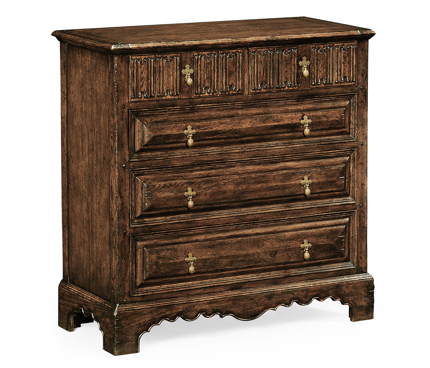 Linenfold Dark Oak Chest Of Drawers