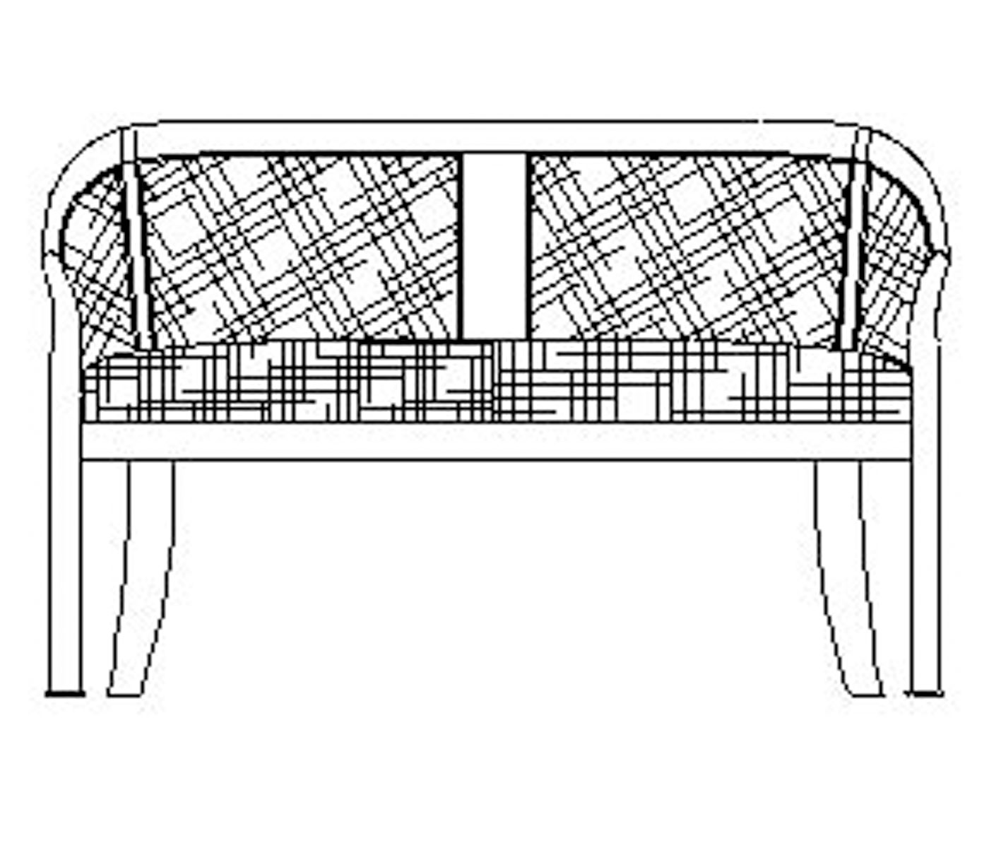 Painted Two seat bench with upholstery