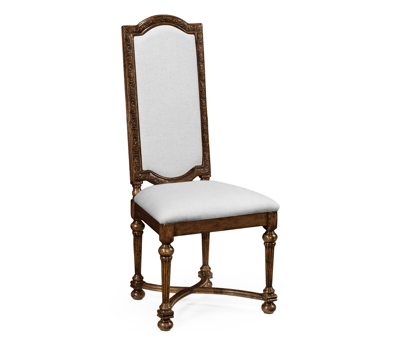 Jacobean Style Dark Oak Upholstered Back Side Chair