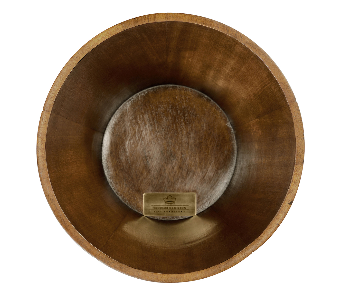 Round Tapering Dark Walnut Peat Bucket Style Waste Basket