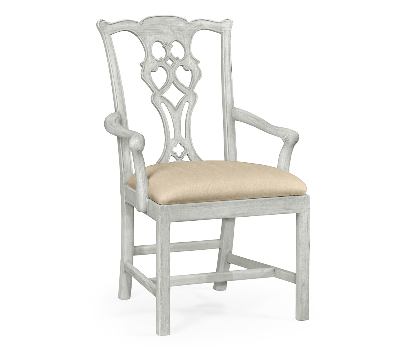Casual Chippendale Grey Mahogany Arm Chair
