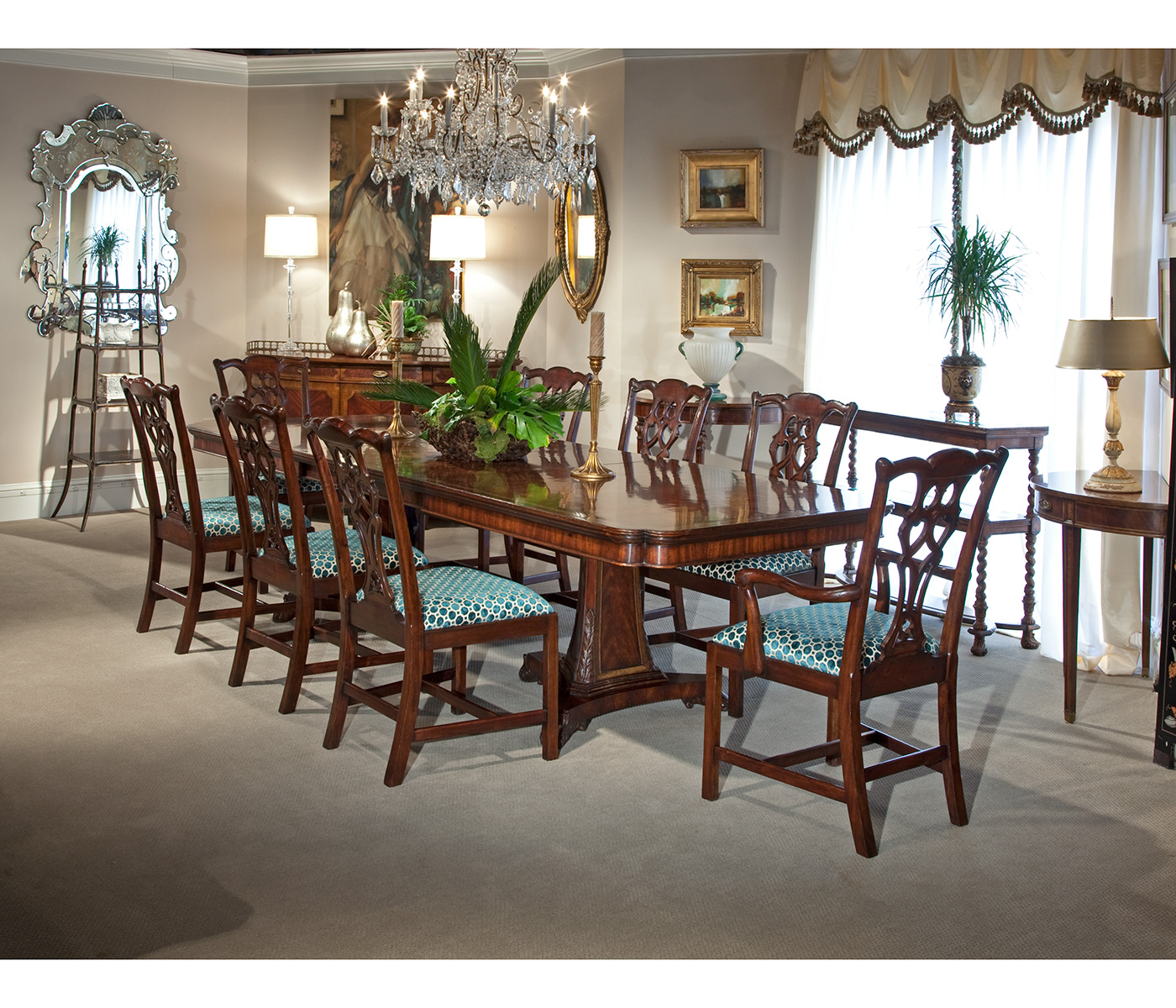 Casual Chippendale Grey Mahogany Arm Chair