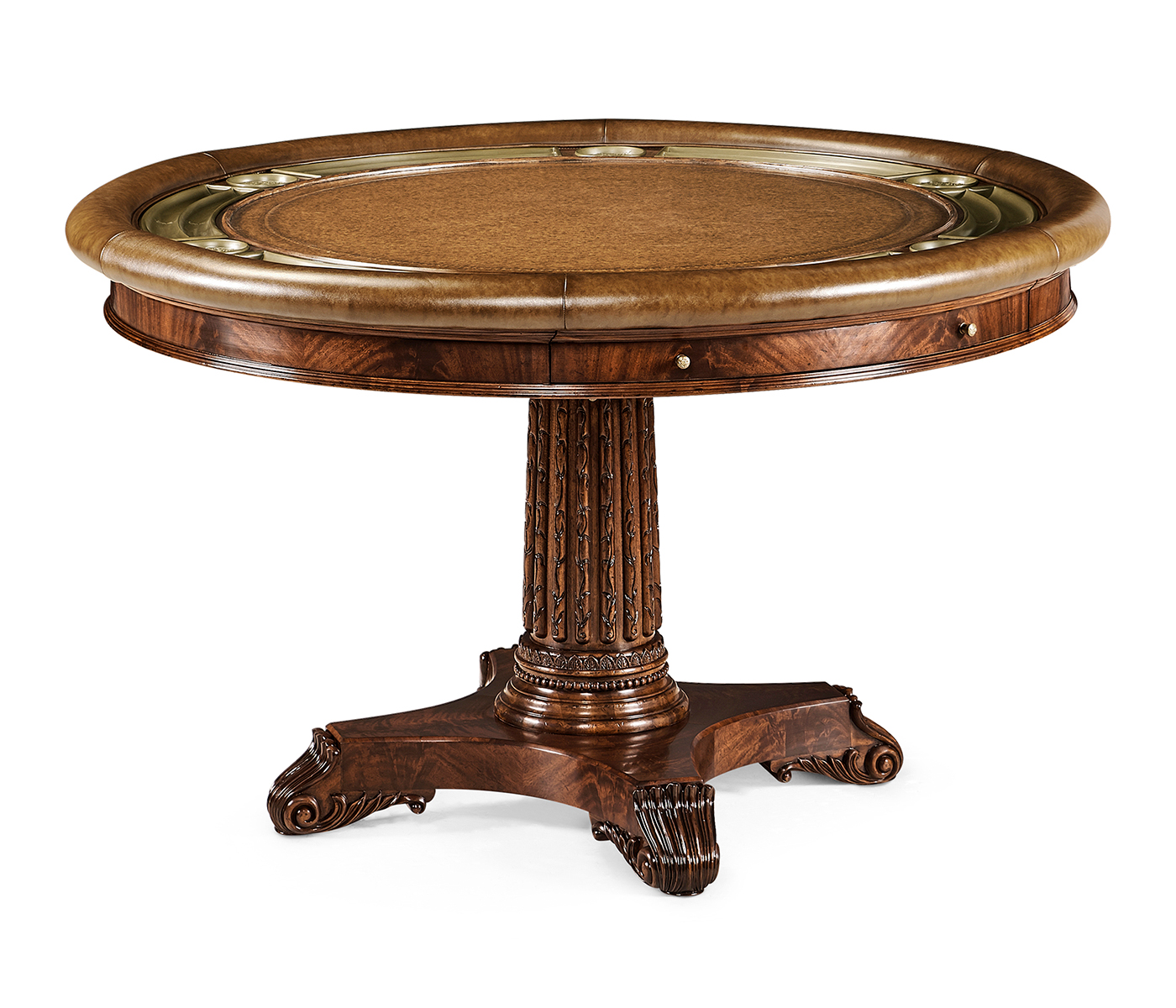 Mahogany Round Poker Table