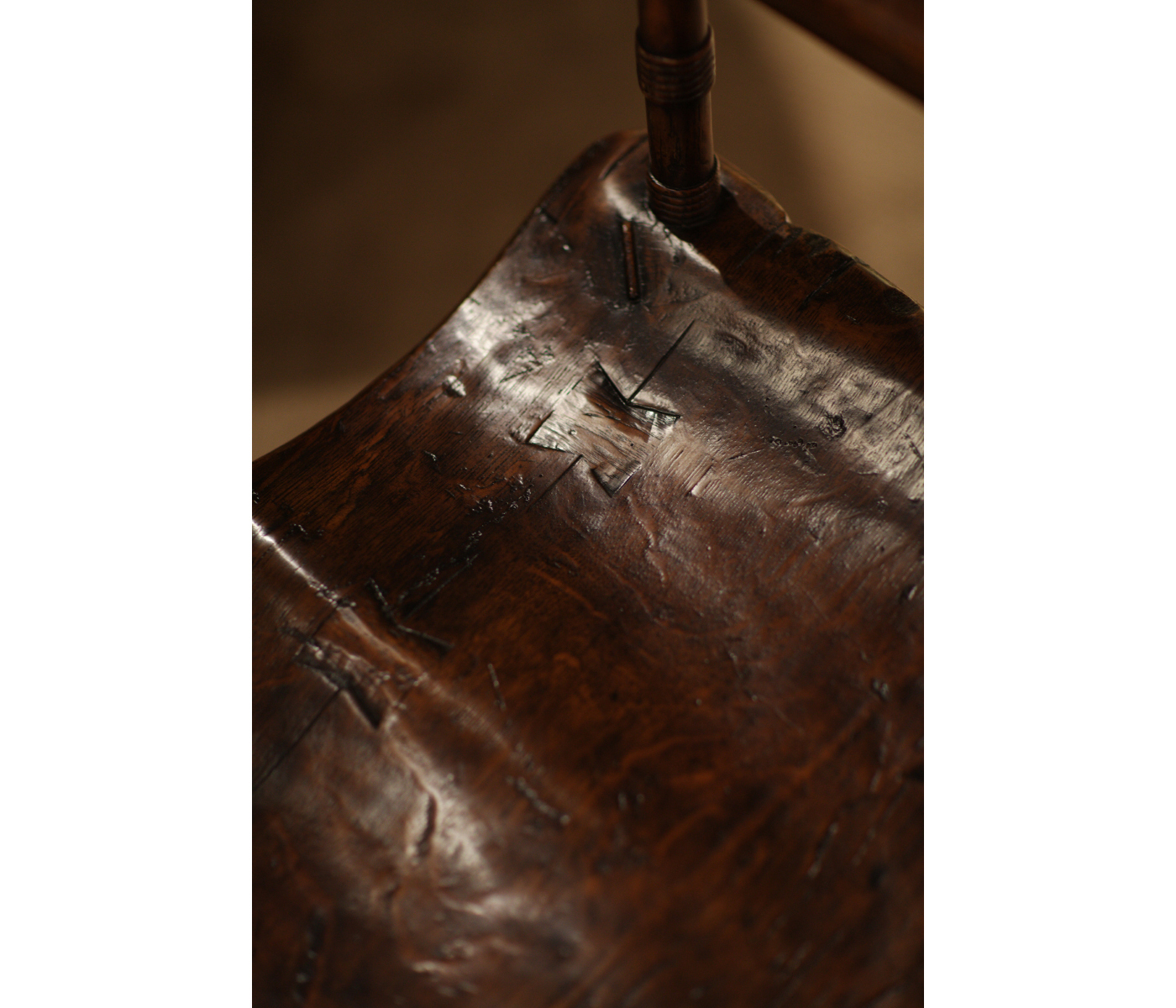 Rustic Dark Oak Country Side Chair with a Plank Seat