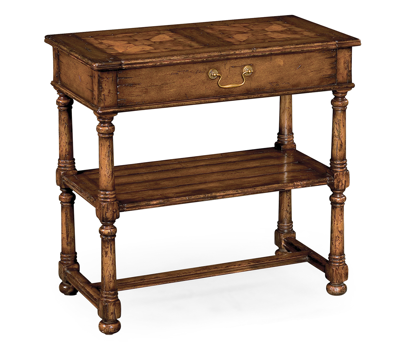 Rectangular oyster parquet side table