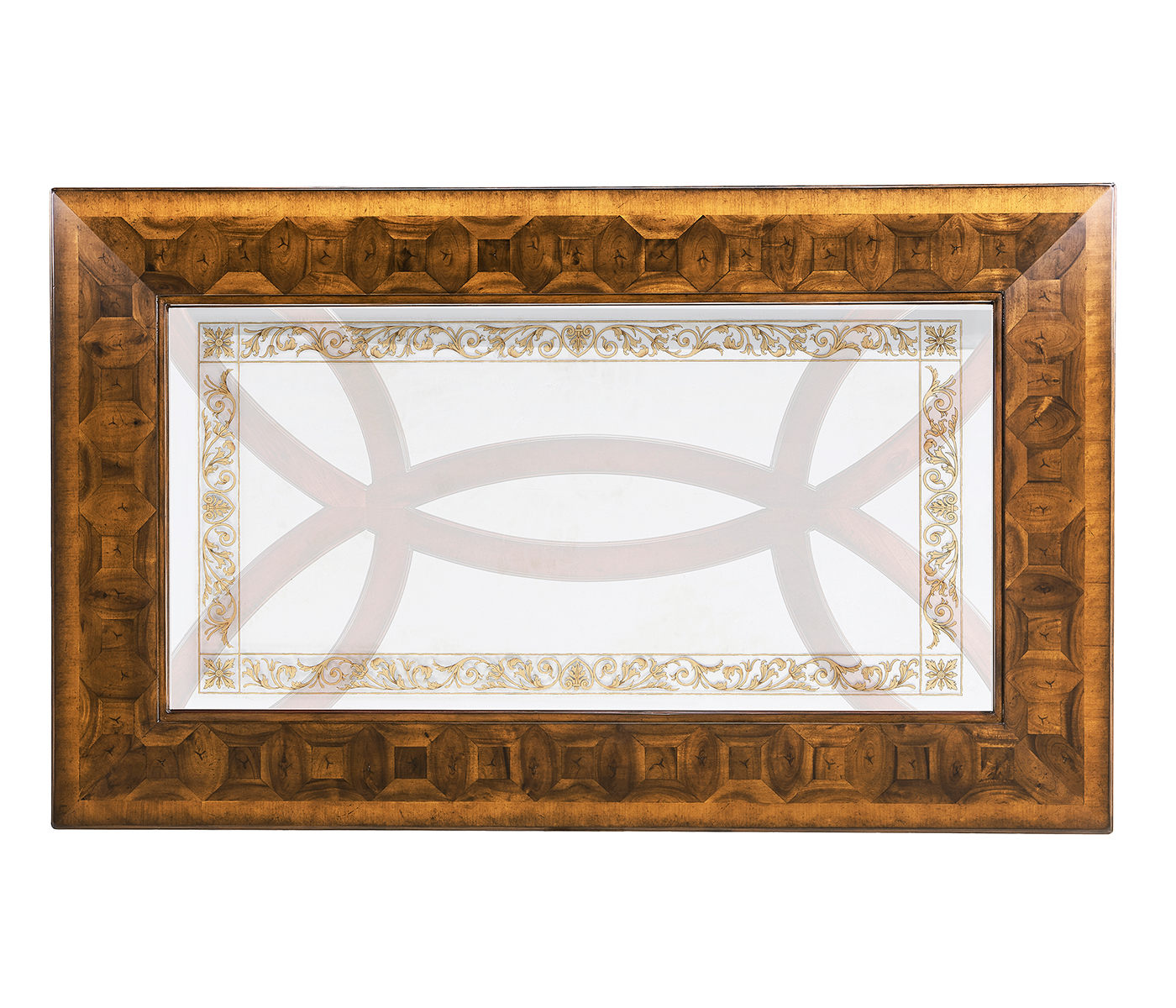 Rectangular oyster & églomisé coffee table