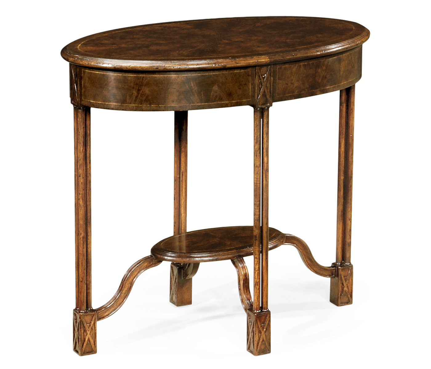 Dark walnut oval side table