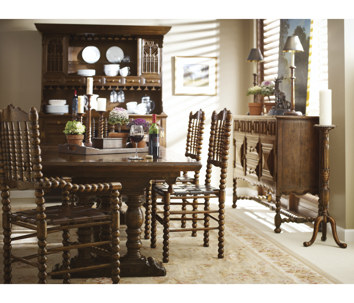 Large Elizabethan Style Natural Oak Desk