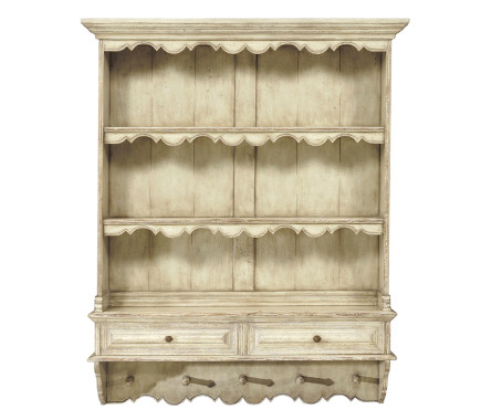 White painted hanging shelves