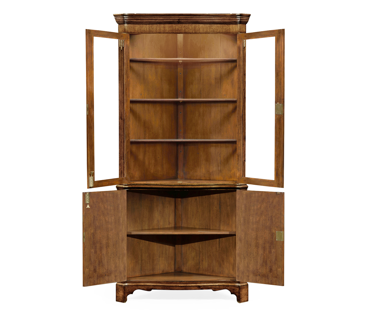 Serpentine Walnut Corner Cabinet