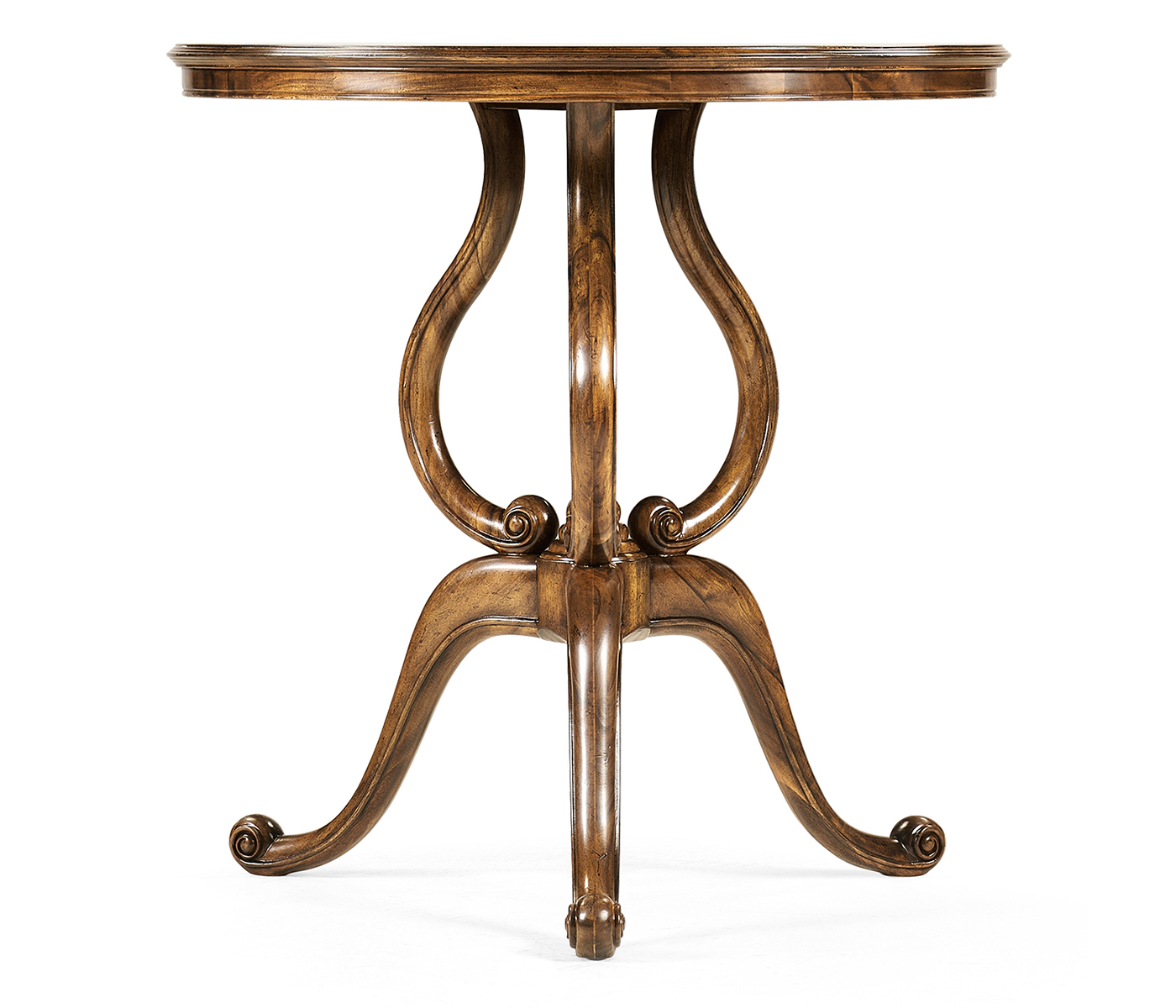 Walnut lamp table with satinwood inlaid top