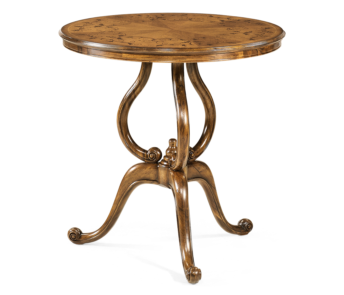 Walnut lamp table with satinwood inlaid top