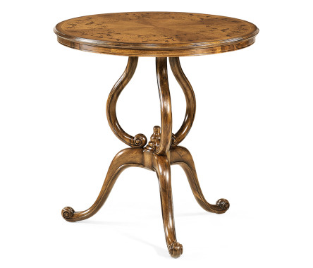 Walnut lamp table with satinwood inlaid top