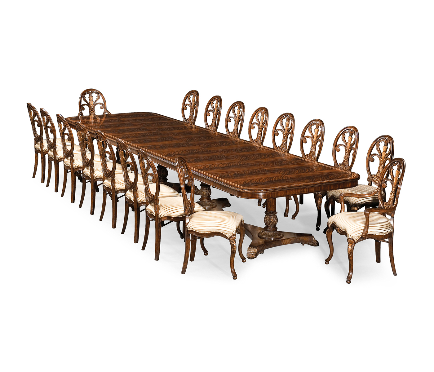 Mahogany Triple Pedestal Dining Table