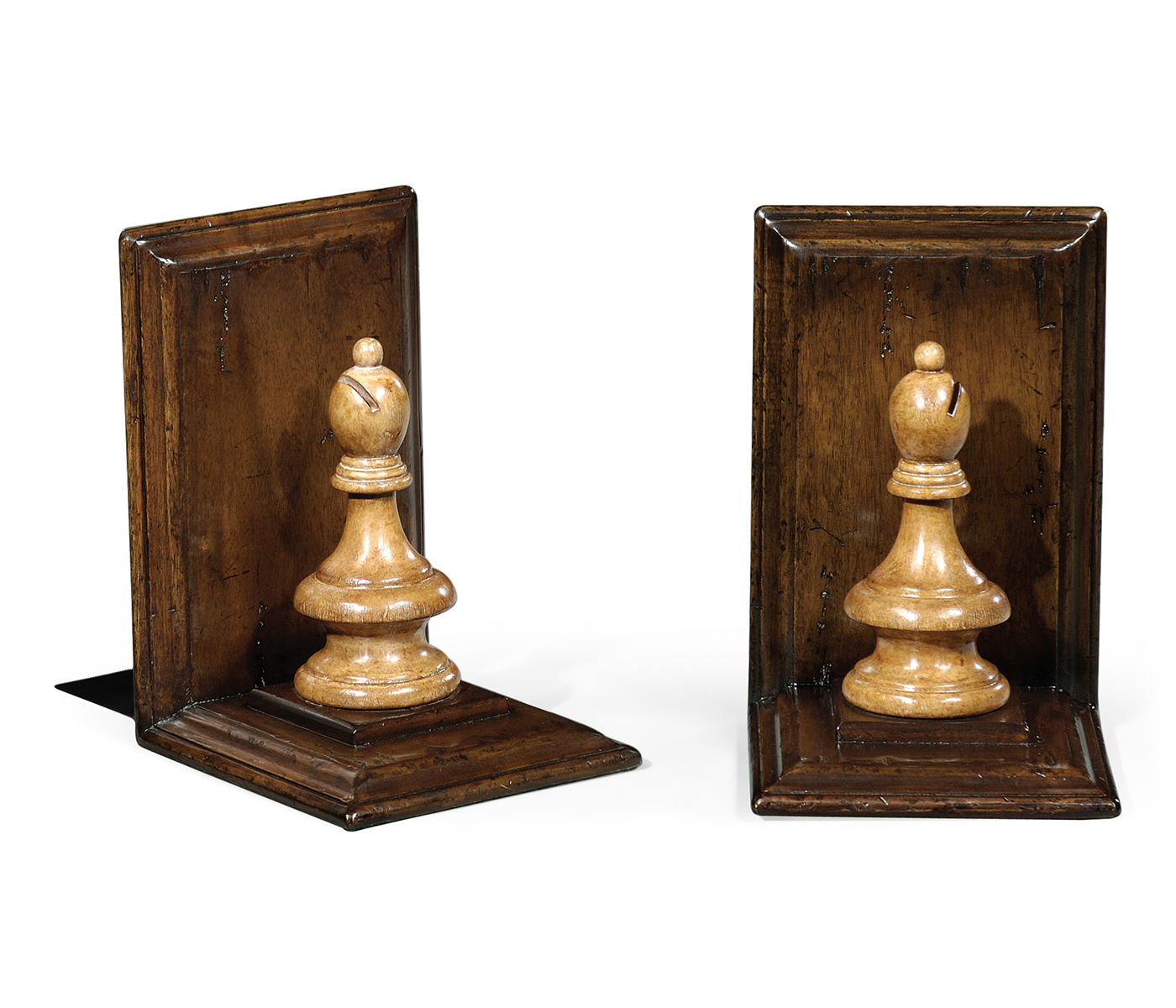 Pair of Bishop Walnut Chess Piece Bookends