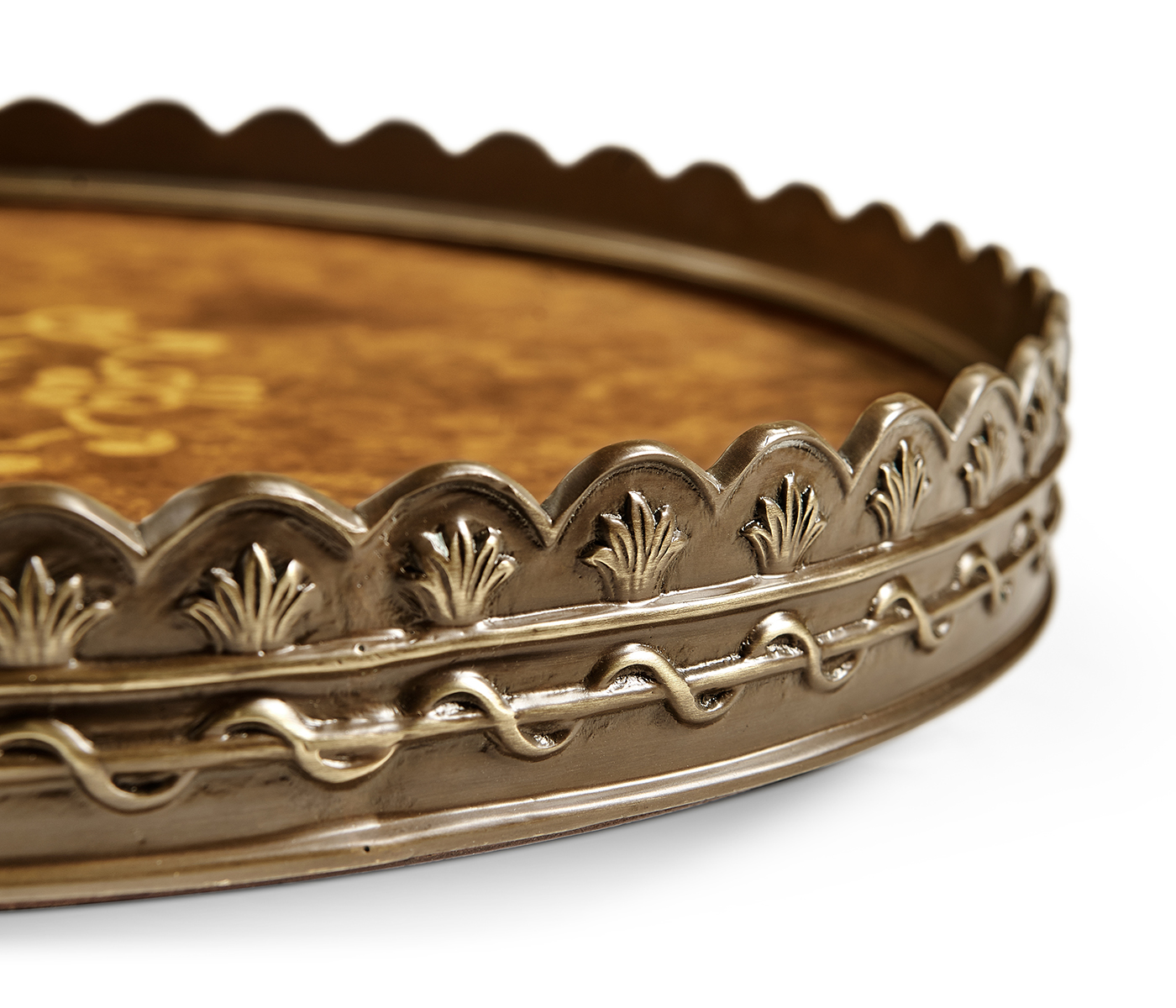 Large Circular Seaweed Marquetry Tray