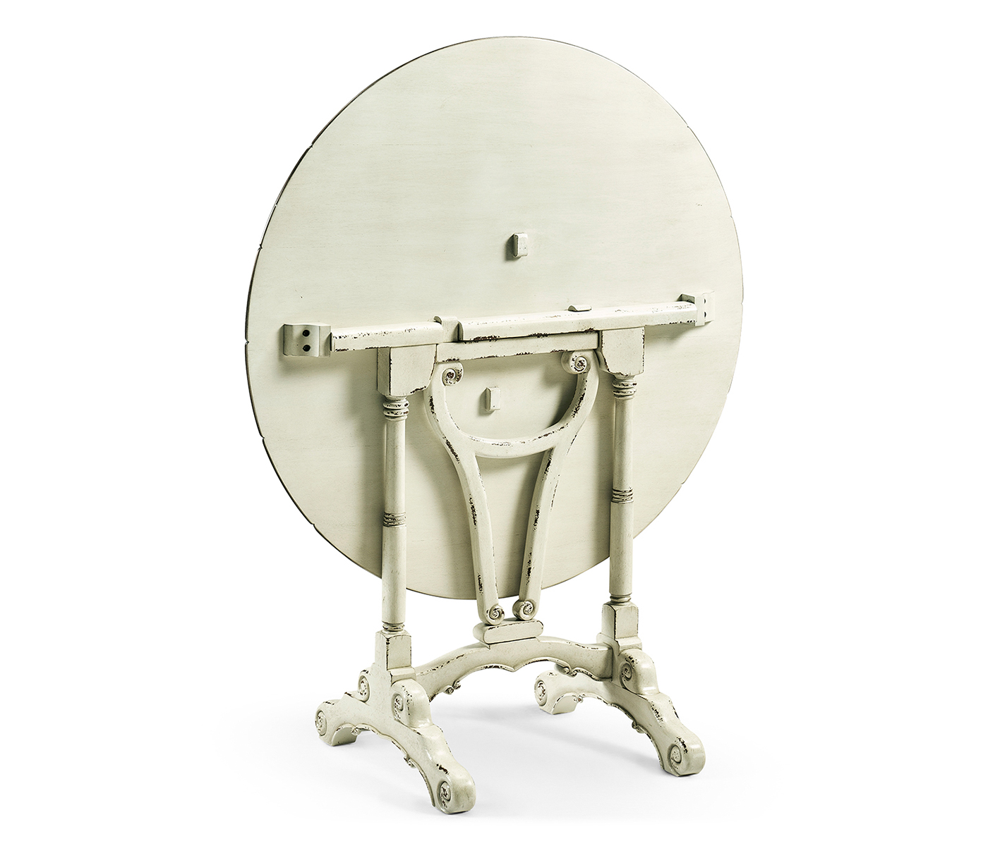 White rub-through tilt top table