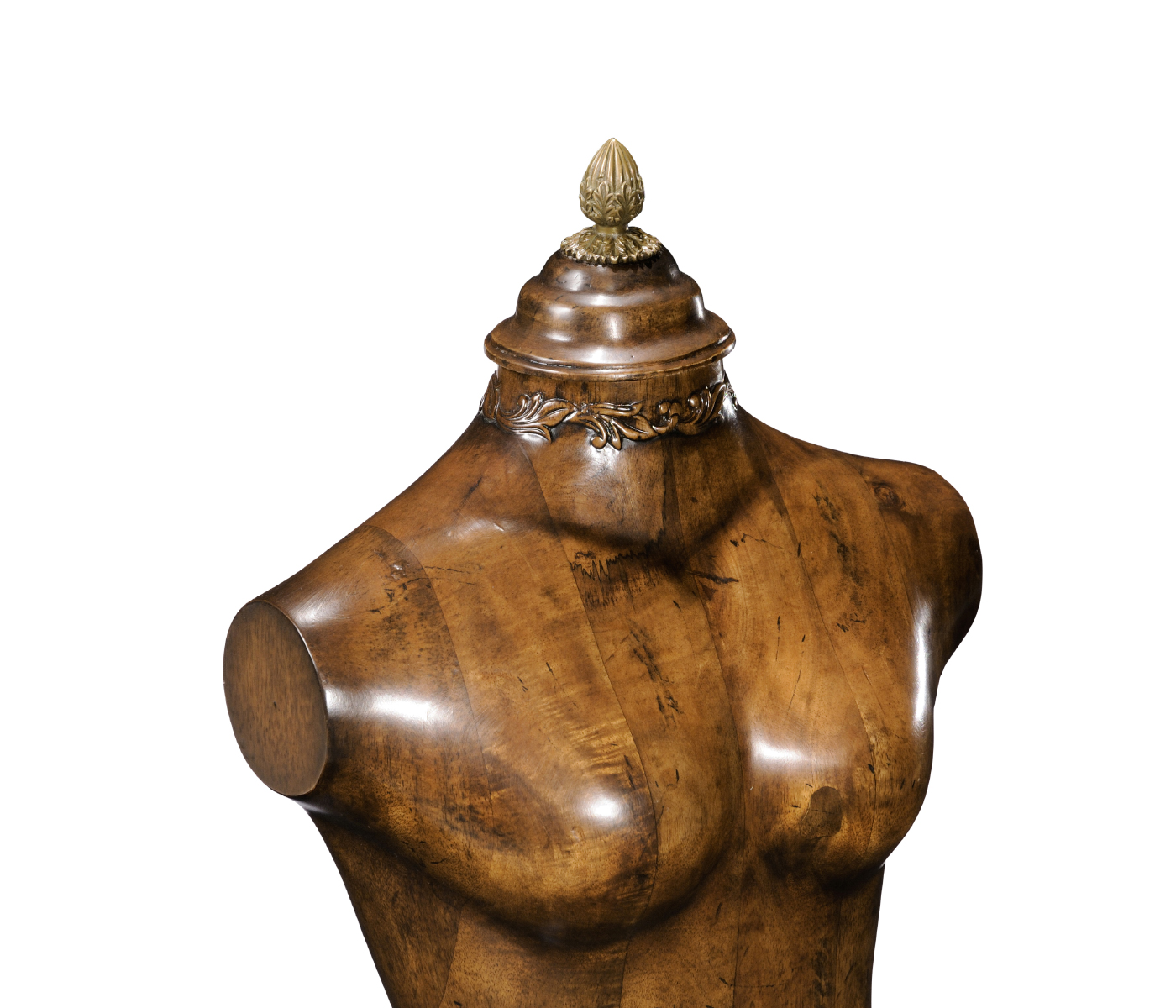Small Female Wooden Mannequin & Torso on Stand